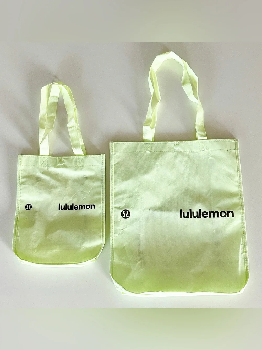 lululemon Lime Green Reusable Tote Bags - Set of 2 - Large and Small